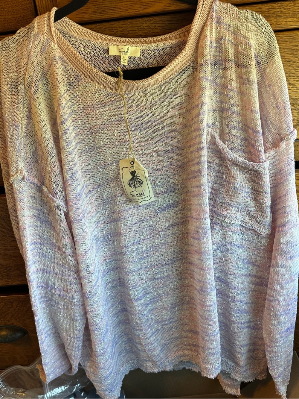 easel Lavender Pink Knit Long-Sleeve Pullover